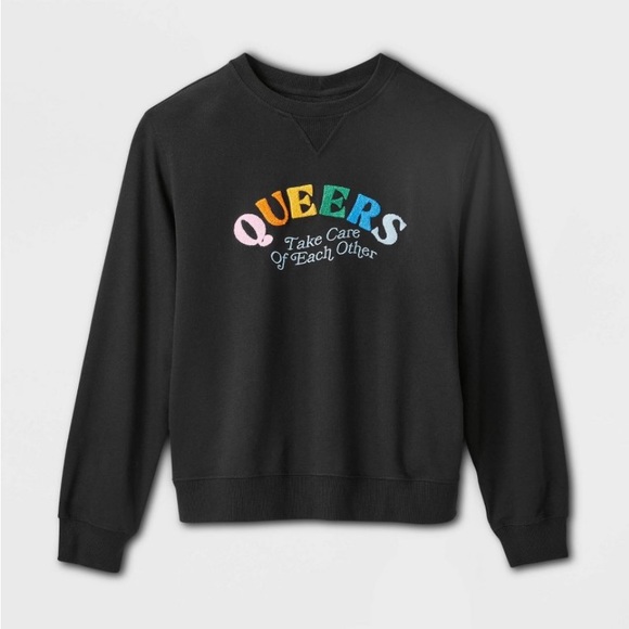 Pride Adult Ash + Chess 'Queers Take Care of Each Other' Embroidered Sweatshirt - Picture 1 of 10